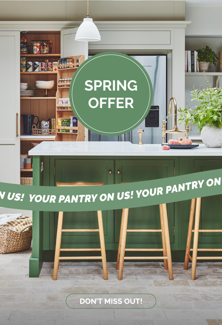 Spring offer message with green kitchen