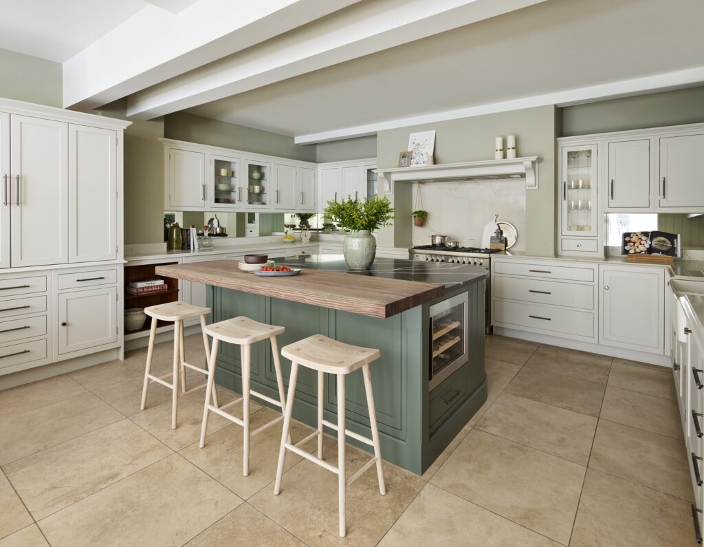 Luxury kitchen with green and earthy shades