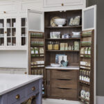 Walnut pantry in a white kitchen