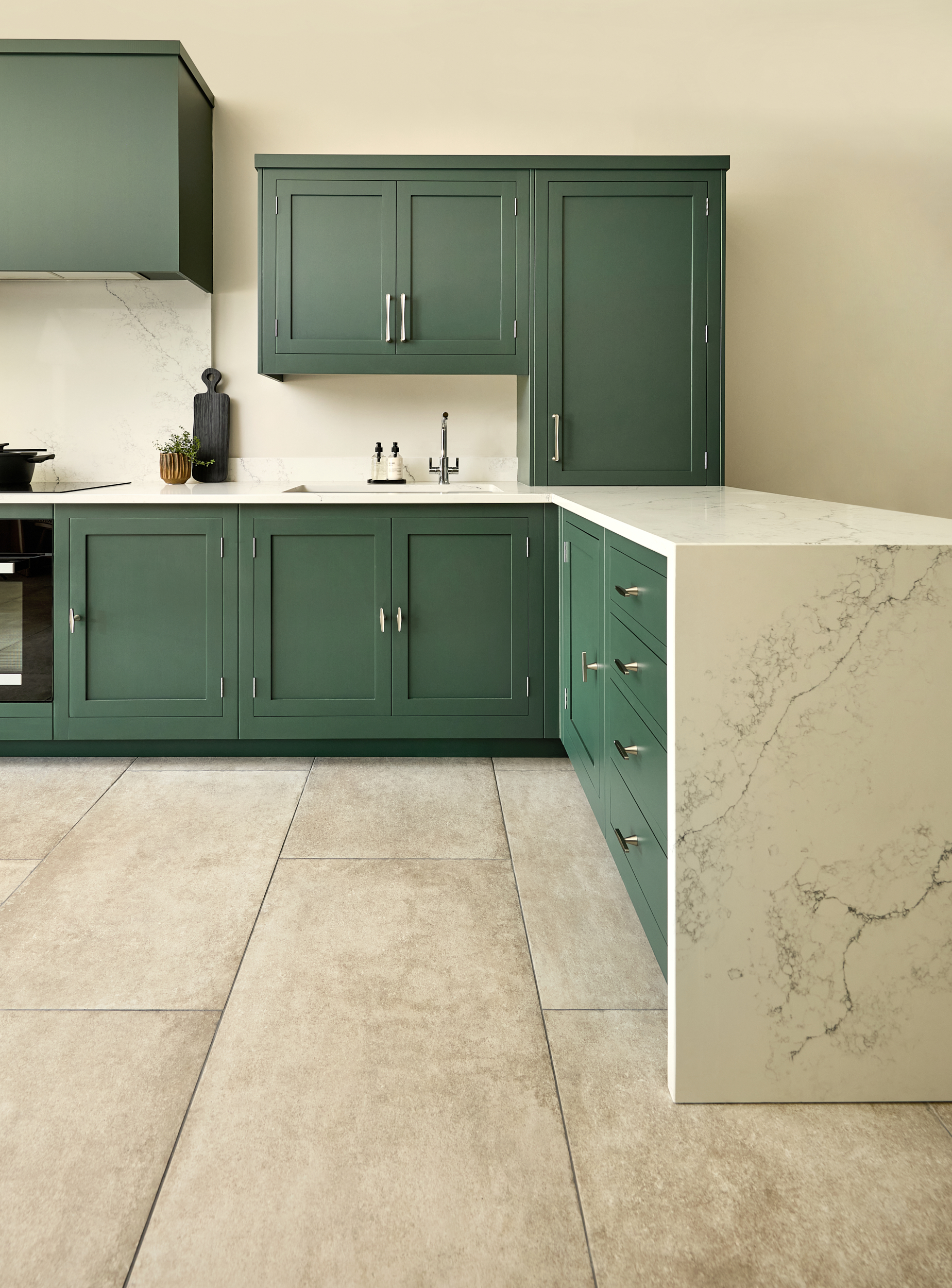 close up waterfall worktop detail