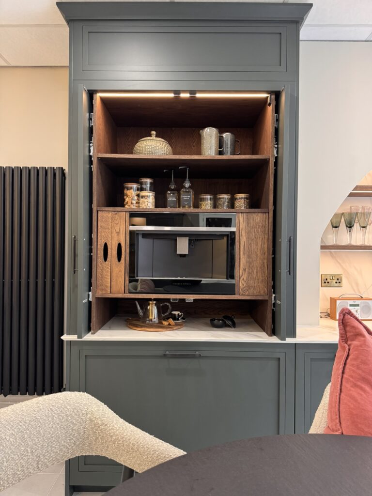 Integrated coffee station in bespoke kitchen display