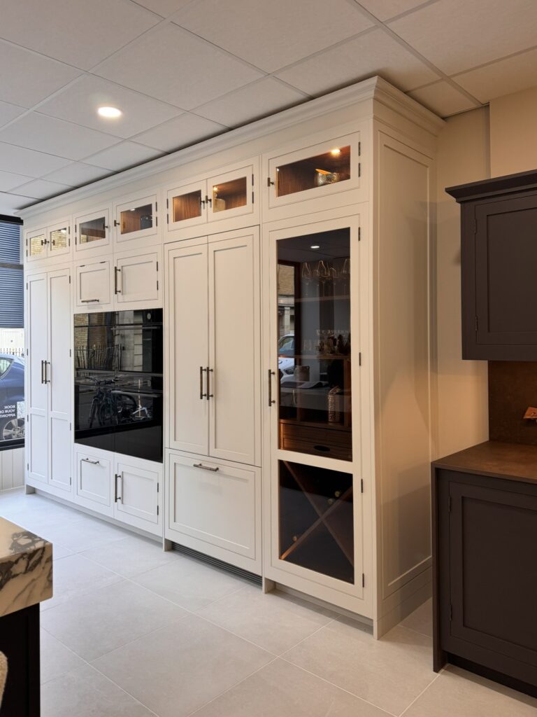 Cream Arbor kitchen in kitchen showroom in Cambridge