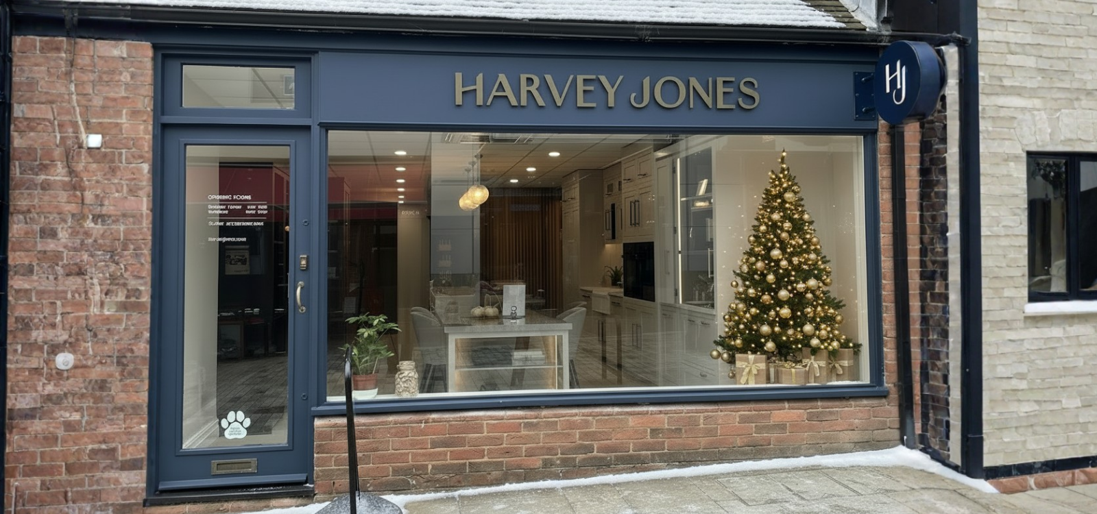 Harvey Jones kitchen showroom in winter