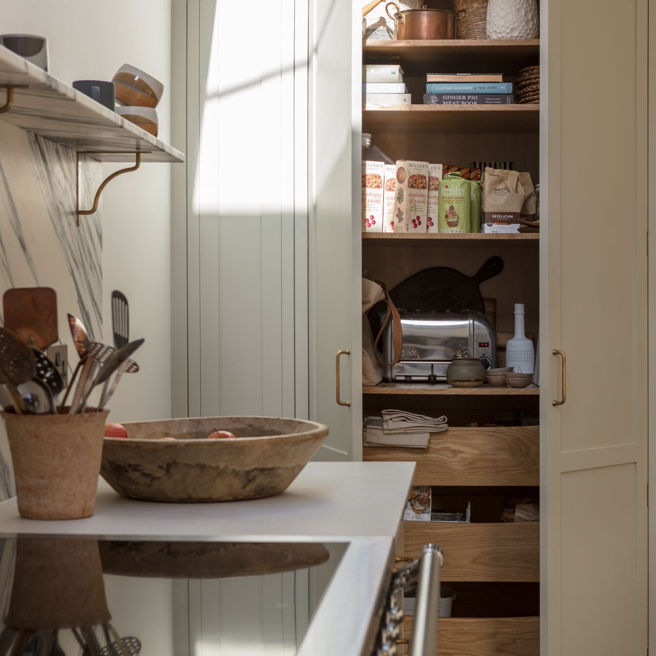 Kitchen pantry with hidden storage for small kitchens and luxury kitchen design