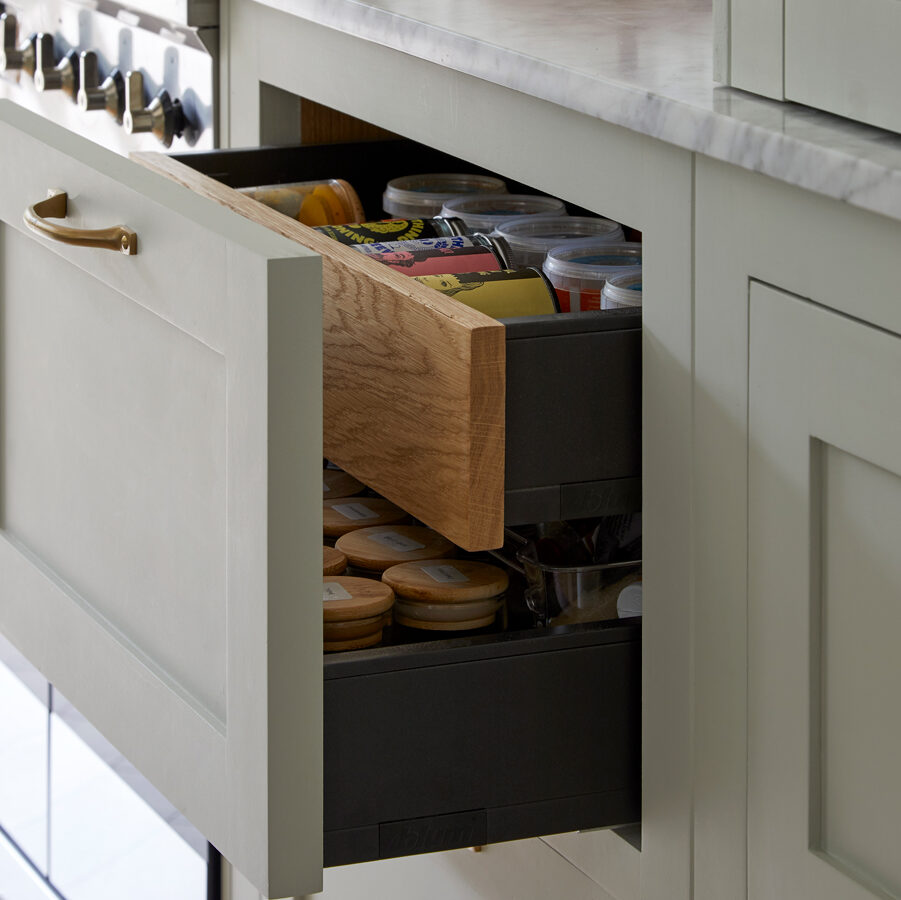 Spice drawer within a drawer in bespoke kitchen design