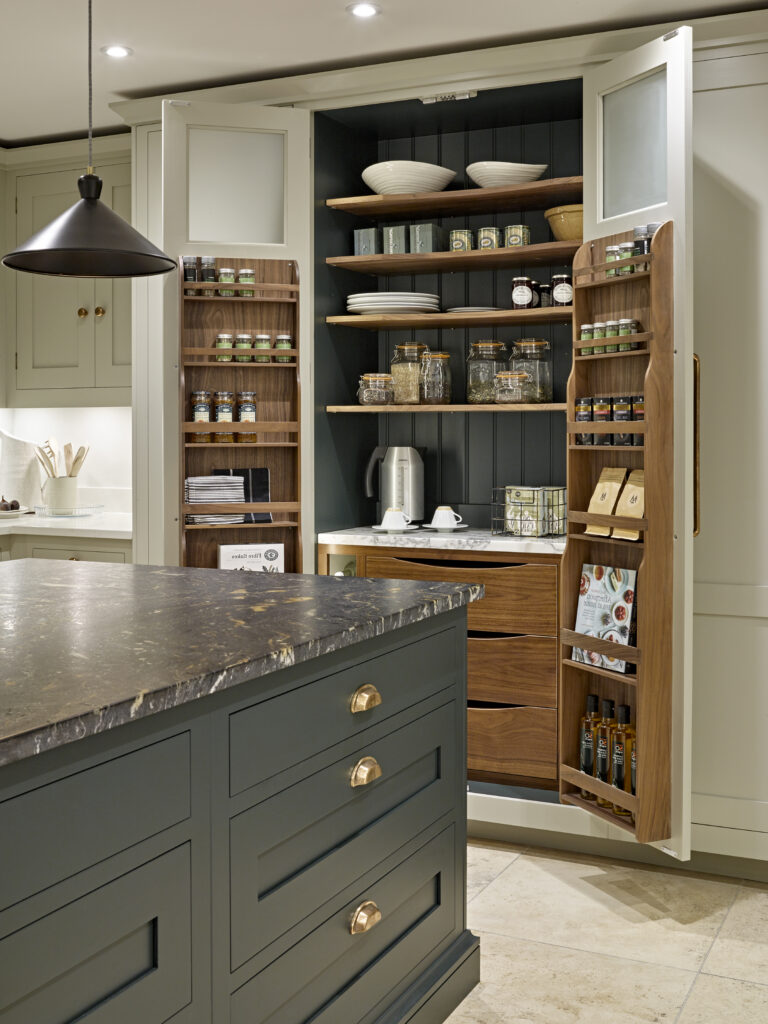 Pantry larder cupboard in luxury bespoke kitchen