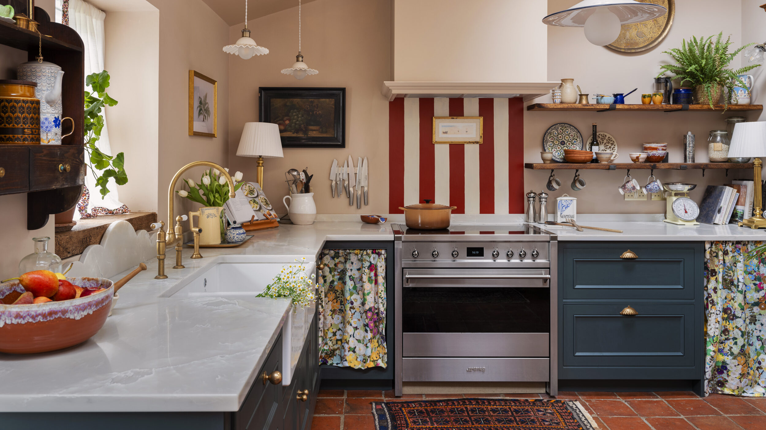 Smeg range cooker in a luxury kitchen with eclectic design