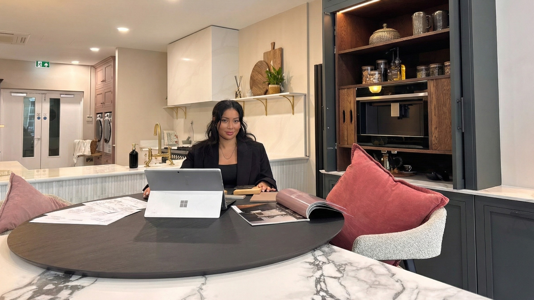 Bespoke kitchen designer in luxury kitchen showroom