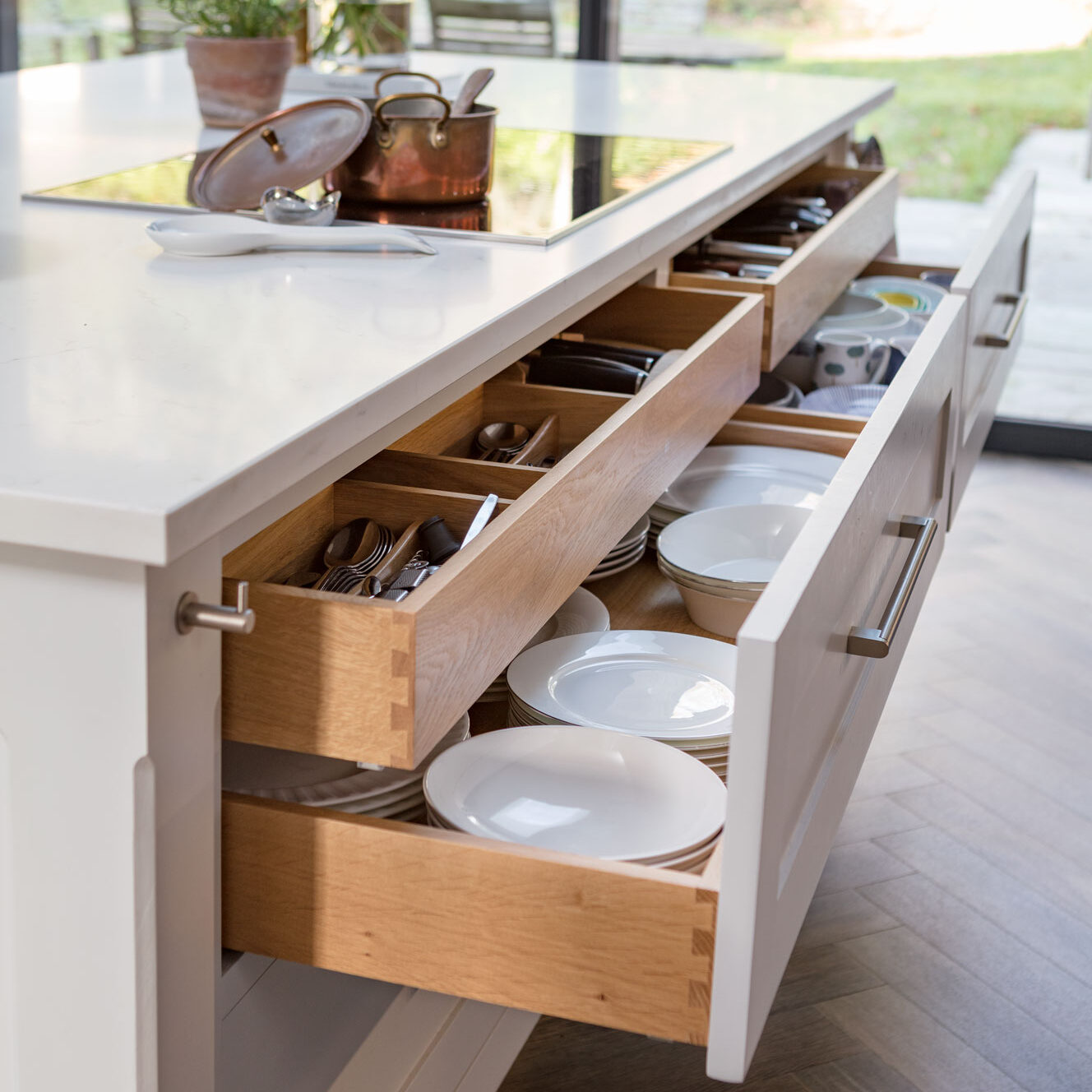 Hidden drawer in bespoke kitchen island